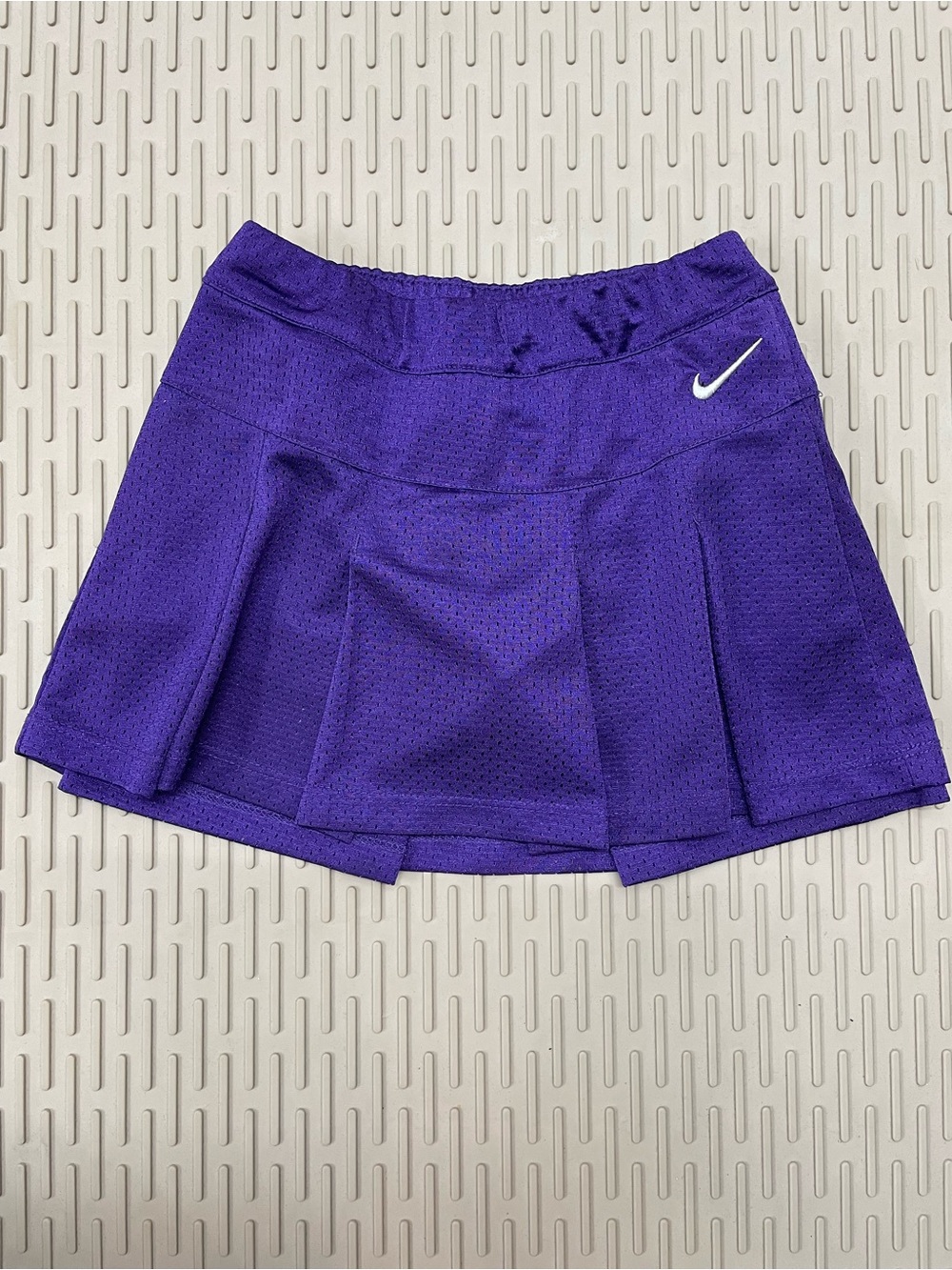 Nike Tennis Skirt Girls 6X Purple Excellent Pleated Mesh Athletic Swoosh‎ Logo